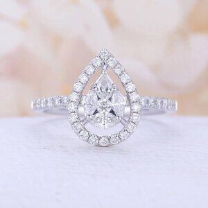 ✨ Hollow Pear Gemstone Zircon Elegant Water Drop Rings for Women, EVGG1290